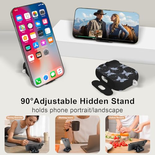 Image of Compatible Airpods Pro 3 Case (2025)with Phone Stand & Cleaner Kit,Print Soft Silicone Lock Clip Apple AirPods Pro 3rd Generation Case, Airpod Pro 3 Cover with Keychain for Women /Girls,Blue Butterfly