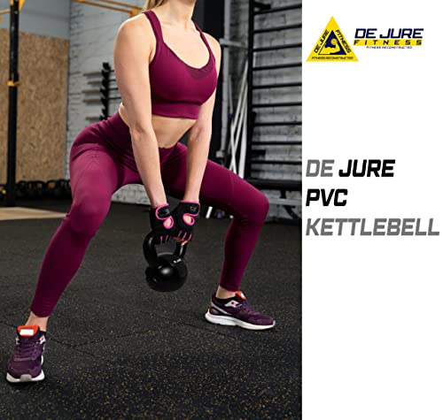 Image of De Jure Fitness PVC Kettlebell 3kg for Men & Women, Strength & Cardio Training, Soft Grip, Crushed Concrete Filled, Full Body Workout Equipment for Home & Gym (Black)