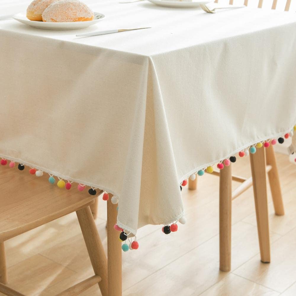 Manteles Mesa Antimanchas Resistente Al Desgaste para Bufé Fiesta Cena Boda Picnic y Más White 140 × 180cm