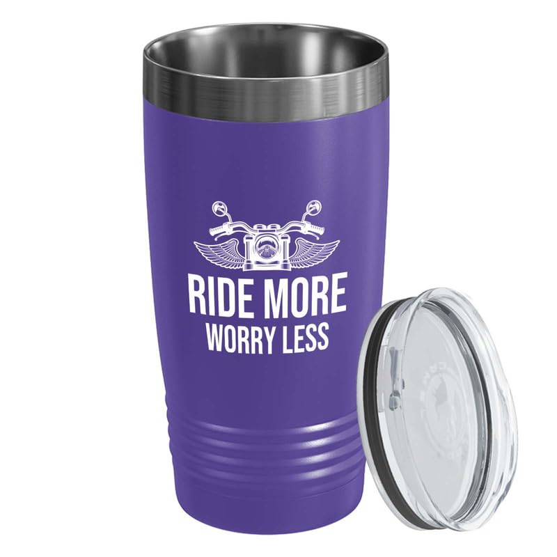 Biker Purple Edition Viking Tumbler 20oz - Ride more - Bike Lover Grandpa Mountain Biker Road Racer Off-Road Sport Trails Enthusiast Track Downhill