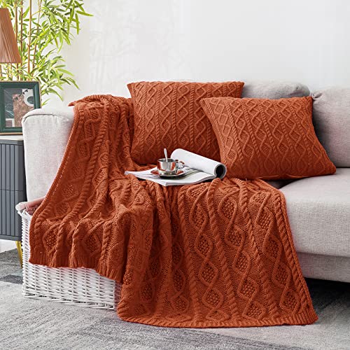 Homiest Acrylic Cable Knit Throw Blanket and...