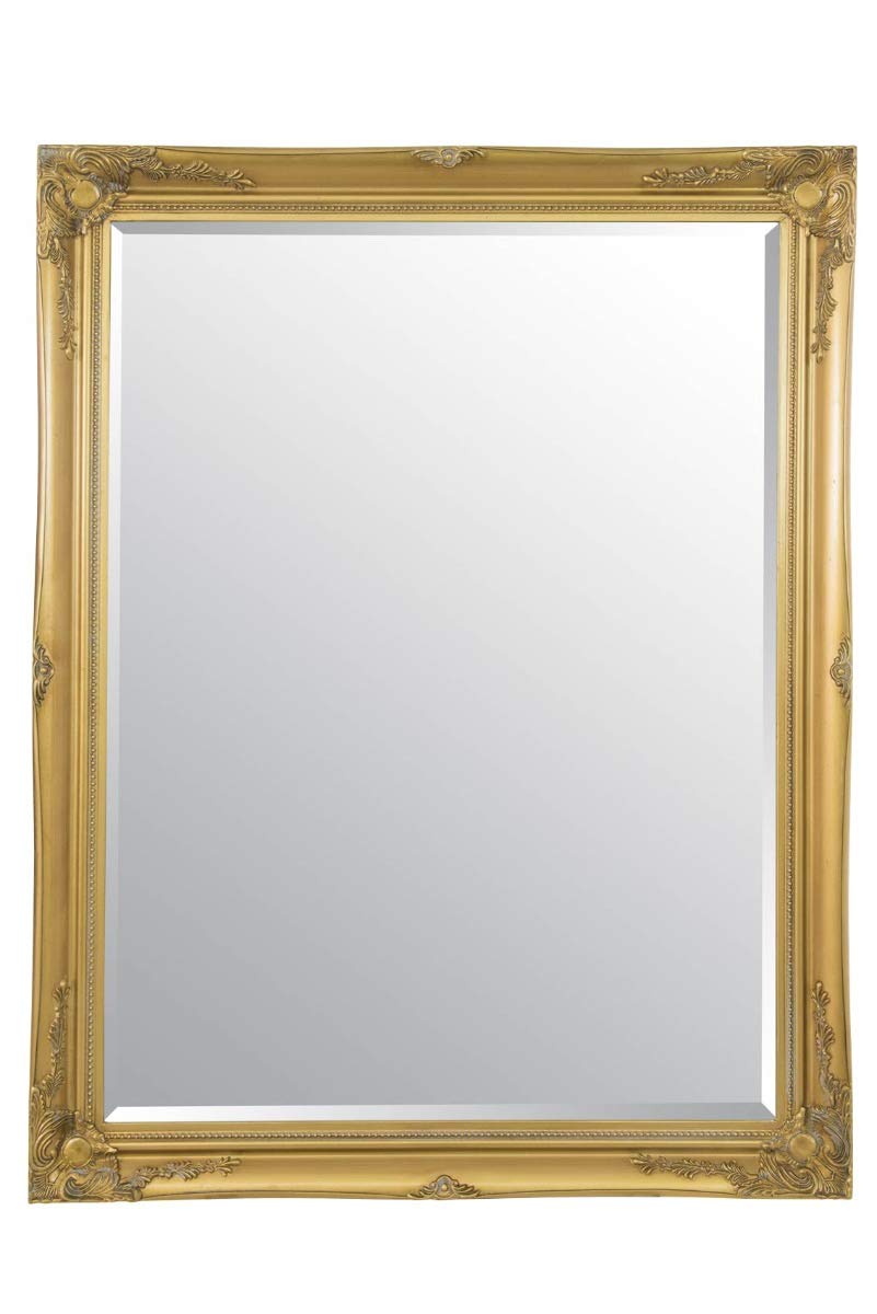 MirrorOutlet Buxton Gold Large Leaner Mirror 140 x 109 cm - Ornate Detailing - Bevelled Glass