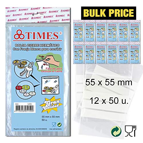 Lot De 600 Sacs Hermétiques 35 Mm X 45 Mm En Plastique Transparent Avec Bande D'écriture | Convient Pour Une Utilisation Alimentaire Et Un Gel Très Résistant