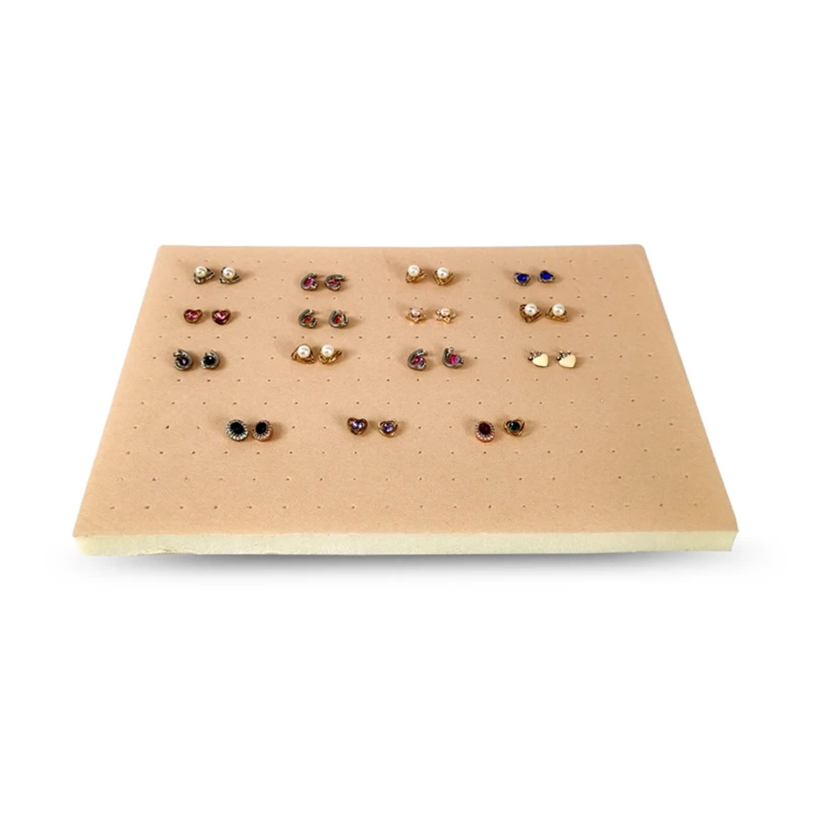 LSNNMU 5pcs 216 Holes Earrings Display Pad Studs Storage Jewelry Tray Inner Box Insert DIY Sponge Mat 33.5 * 22.5 * 1cm For Jewelry(Beige Velvet)