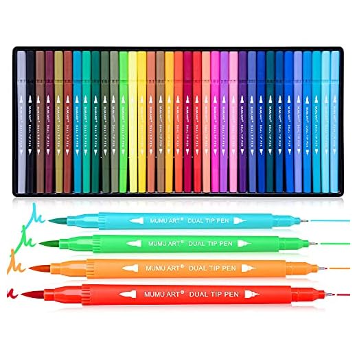 35 Dual Markers Pen for Adult Coloring Book, Coloring Brush Art Marker, Fine Tip Colored Pens for Bullet Journaling Drawing Planner