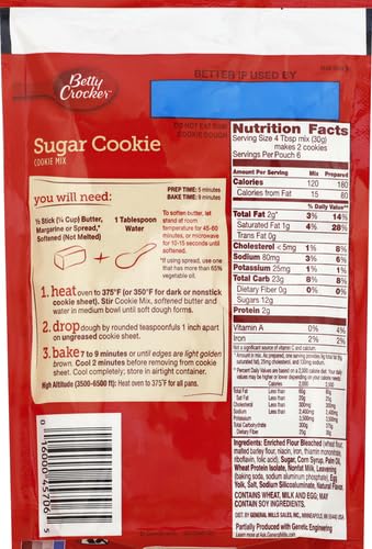 Image of Betty Crocker Sugar Cookie Mix, Makes twelve (12) 2-inch Cookies, 6.25 oz.