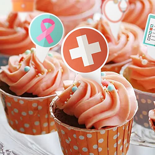 Medical Theme 24 Pcs Cupcake Toppers, Hospital Party Supplies Favors,Cake Picks For Birthday Anniversary Wedding Engagement Decorations (Qn-2112131) #TOP3