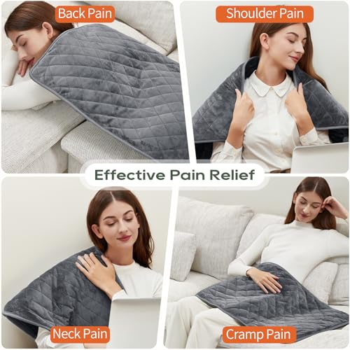 King Size Electric Heating Pad for Back Pain Relief - Moist & Dry Heat, Auto Shut Off, Machine Washable, 35x20