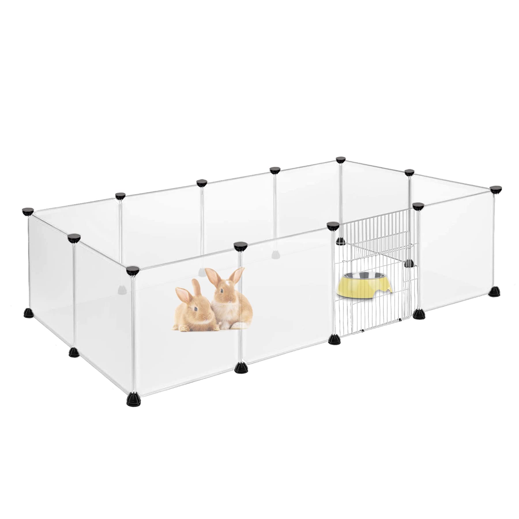 Froadp 145x75x48cm Enclos Individuel Lapin XL Cages Grillagé pour Petits Animaux Clôture pour Chiots avec Porte Parc pour Petits Animaux Domestiques, Chaton, Rongeurs (Blanc)