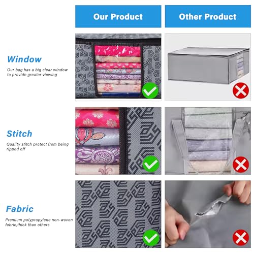 MERAO Non-Woven Printed Saree Cover/Cloth Storage/Wardrobe Organizer For Clothes with Transparent Window (PACK OF 10) 8 51yowaQ0DOL