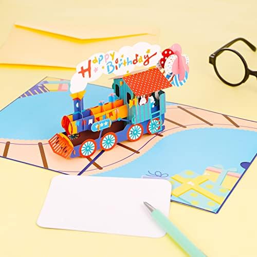 Xinzistar Birthday Cards Train 3D Pop Up Birthday Cards Happy Birthday Pop Up Card Anniversary Greeting Cards Birthday Gifts for Children Boys Girls Kids Daughter Son Friends Granddaughter Grandson