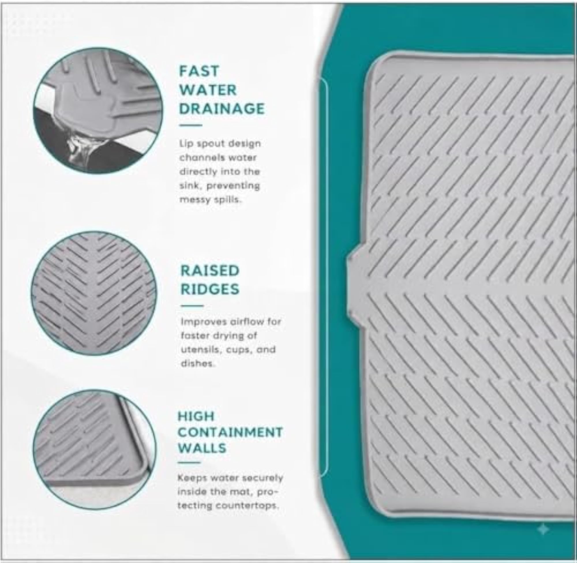 Large Silicone Dish Drying Mat for Kitchen