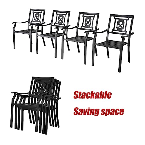 Image of LOKATSE HOME Steel Outdoor Patio Dining Arm Chairs Set of 4 for Garden,Backyard, Kitchen, Balcony, Black