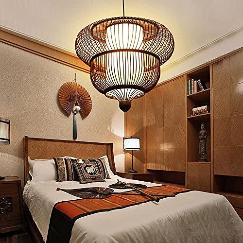 Iluminación colgante de bambú estilo sudeste asiático y candelabro de ratán 4