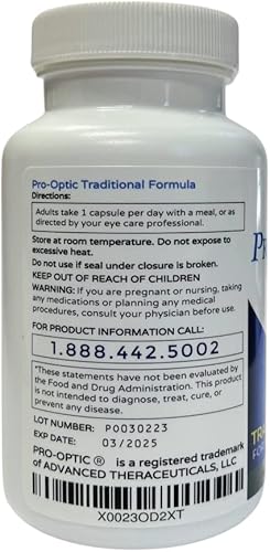 Miniatura 2 de Pro-Optic - Suplemento para ojos de fórmula tradicional – AREDS 2 basado en apoyo de visión para adultos de 50 años – 30 cápsulas, suministro de 1