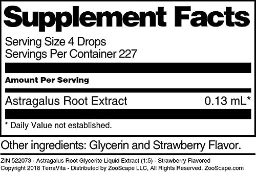 Miniatura 5 de TerraVita Extracto líquido de glicerita de raíz de astrágalo (15) - Sabor a fresa (1 oz, ZIN 522073)