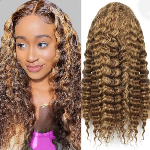 Highlight Ombre 13x6 Lace Front Wig Human Hair Deep Wave