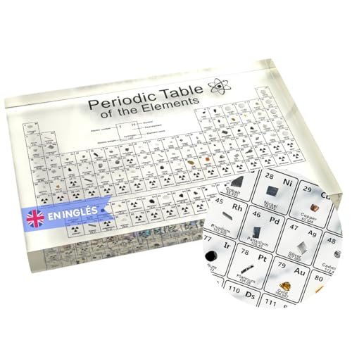Tabla Periódica Extra Grande (24 x 16 x 2,7cm) con Elementos Reales - Póster 3D de Resina y Metacrilato con los Elementos Gigante XXL - Regalo Química para Alumnos, Profesores, aulas, Labs… (14-XXL1)