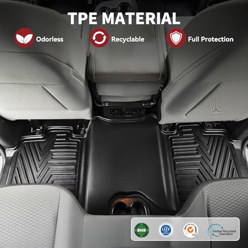 Image of YITAMOTOR Floor Mats Fit for 2013-2018 Dodge Ram 1500 /2500 /3500 Crew Cab, 2019-2024 Ram 1500 Classic Crew Cab 1st & 2nd Row All Weather Heavy Duty Floor Liners Black