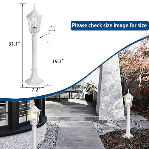Antique House WY9197WH White Outdoor Lamp Post Light Fixture Waterproof Aluminum Outdoor Post Light Hardwired Outdoor Pole Lights thumb #3