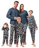 Rnxrbb Matching Family Christmas Pajamas Sets Christmas Pjs for Family Xmas Sleepwear for Kids Women Men Couples 2025,Button Navy Light-Women-M
