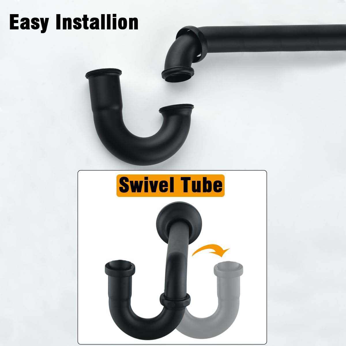 RANDOM RD83555MB-L - Trampa para fregadero de baño de latón en forma de U de 1-1/4 pulgadas con tubo de extensión de junta deslizante, botella de drenaje de residuos de altura ajustable, kit de trampa