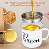Bacon Grease Container with Strainer - with Food-Grade Silicone Spatula, 1.3L/46oz Large Enamel Rustic Farmhouse Fat Container, Keeper, Recipes, Dishwasher Safe #2