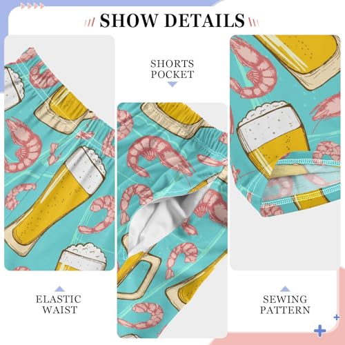 ZZXXB Beer Shrimp Boys Long Pants Soft Trousers Elastic Waist Kids Lounge Bottoms with Pockets S-XL4