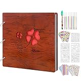 Álbum de fotos de madera con lados negros: tapa dura de madera, todos los lados de papel kraft de alta calidad. Sus fotos en papel kraft grueso no son fáciles de dañar. Las páginas interiores se pueden escribir individualmente y se pueden personalizar con dibujos, tarjetas postales, etc.