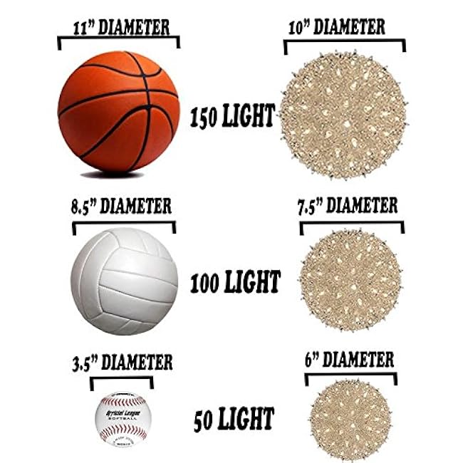 Novelty Lights 6in 50 Light Starlight Sphere, Amber, Ornament Ball Light, 5ft Hanging Cord with S Hook, 12ft Power Cord with Stackable Plug, Commercial Grade