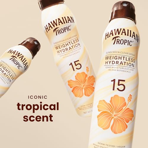 Hawaiian Tropic Weightless Hydration Clear Spray Sunscreen SPF 15, 6oz Twin Pack, Hawaiian Tropic Sunscreen SPF 15, Sunblock, Oxybenzone Free Sunscreen, Spray On Sunscreen Pack, 6 oz each - image 2