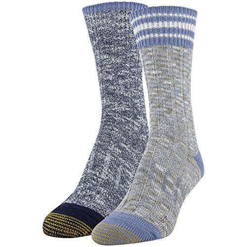 Gold Toe womens Lux Spacedye Slub Crew Socks, Washed Blue, Midnight, Shoe Size 6-9 US