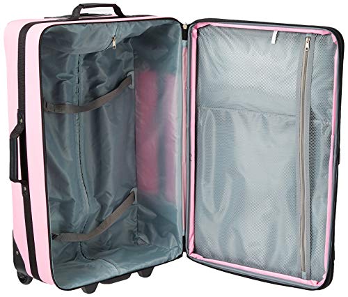Image of Rockland Fashion Softside 4 Piece Luggage Set, Expandable, (14 inch Tote /19 inch /24 inch /28 inch), Pink Cross