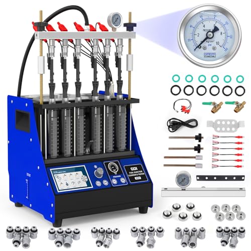 V311 Fuel Injector Cleaner Machine, 6-Cylinder Heated Ultrasonic Cleaner Tester, 110V Automotive Fuel System Injection Cleaning Tester Kit with 7 Core Functions for Most Vehicles