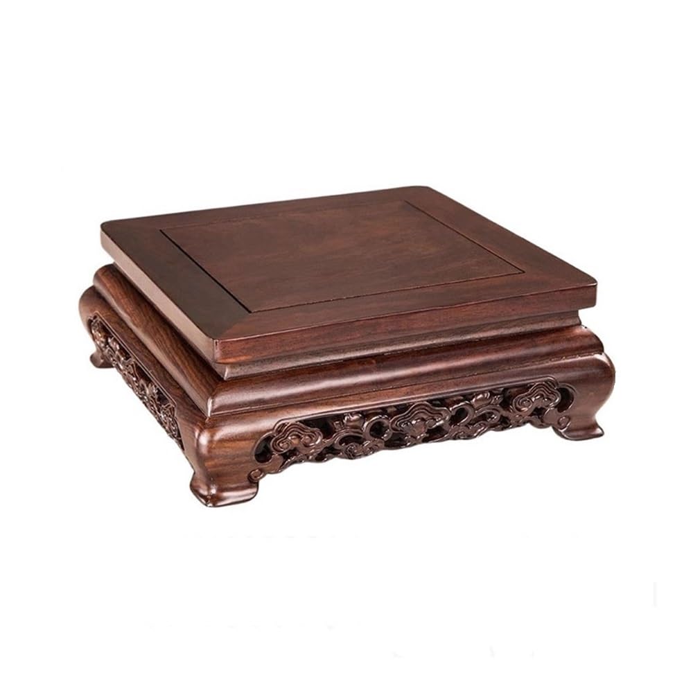 birene Vase Stand Square Ebony Pedestal Sculpture Vase Bonsai Stand for Home Office Decoration(S)