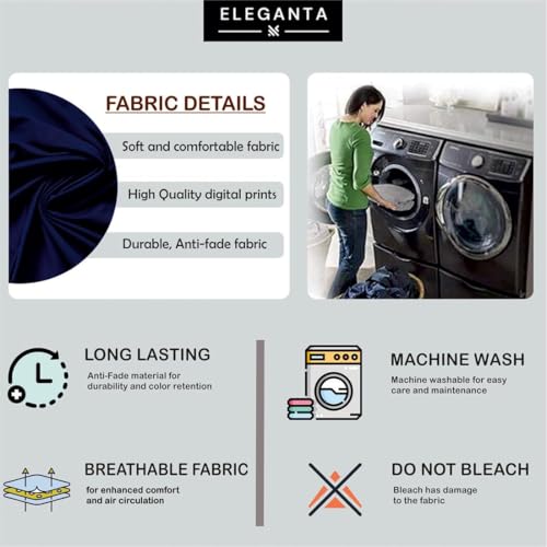 Image of Eleganta Stretch Boss Office Chair Cover Printed Computer Chair Covers with Armrest Cover Universal Removable Spandex Rotating Chair Slipcovers Soft Desk Chair Seat Protector Navy Blue (Pack of 2)