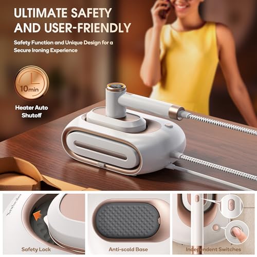 Newbealer 2In1 Pro Steam Station Iron, 1550W Turbocharged Steam for Clothes, 3-Level Steam & Dry Ironing, 30s Heat Up, 1.2L Detachable Tank, Auto-Off, Self Cleaning, Innovative Storage for Household - image 8