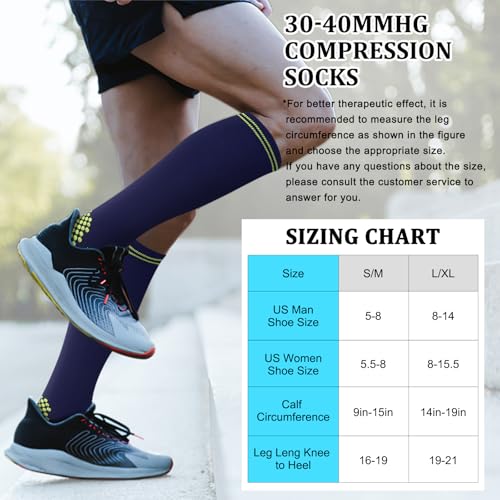 Image of 30-40mmHg Medical Graduated Compression Socks for Women&Men Circulation-Compression Stockings-Knee High Socks for Support,Hiking,Running