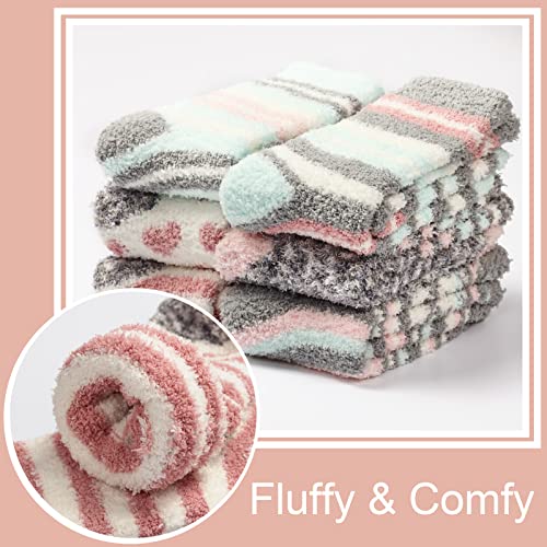 Blu Ninfee Kuschelsocken Damen Flauschige Kuschel Socken 6 Paar, Dicke Weiche Bettsocken Schlafsocken Mädchen, Warm Winter Flauschsocken Kuschelige Socken