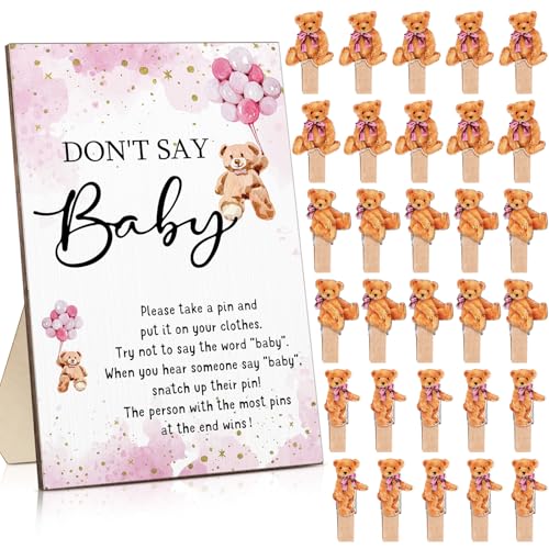 Unittype 51 Pcs Don't Say Baby Shower Game Favors, Pink Bear