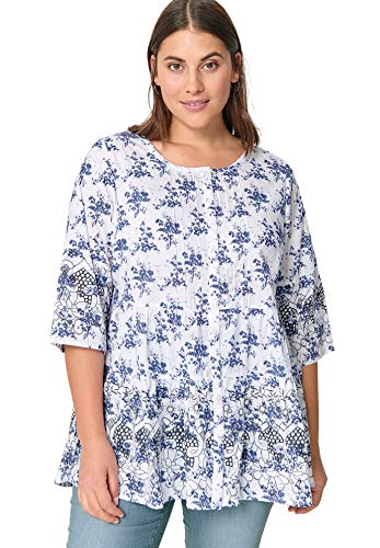 ellos Cotton Cambric Three-Quarter Sleeve Tiered Flounce Scoopneck Tunic