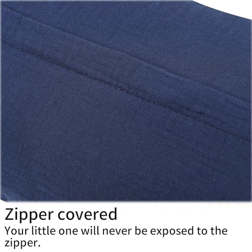 Image of Onacosht Muslin Nursing Pillow Cover Soft 100% Cotton Feeding Pillow Slipcover Fits Standard Infant Nursing Pillow for Baby Boy and Girl, Navy Blue