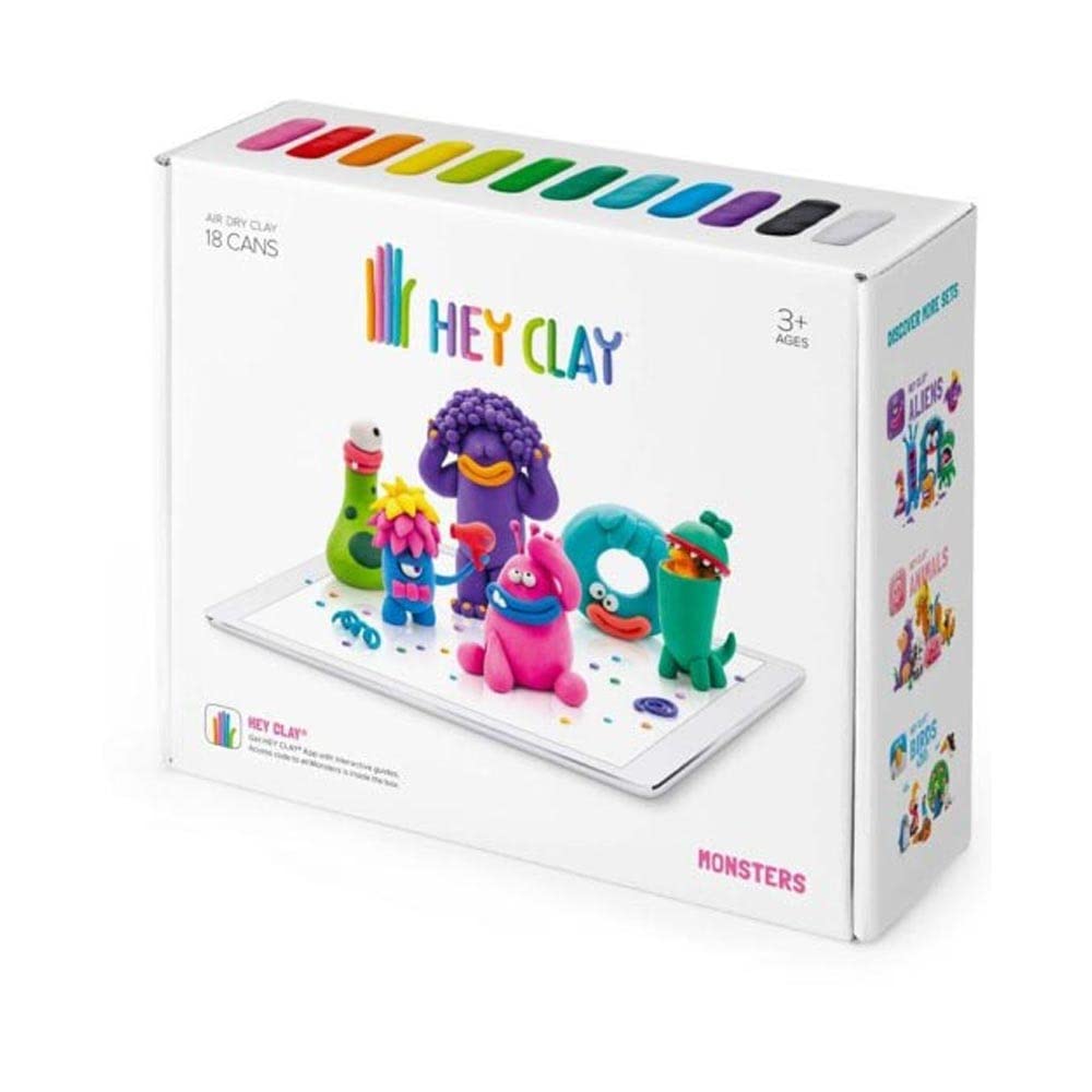 Hey Clay Knete Clay Interactive Monster Putty 18 Colours Immerse Yourself in an Exciting Craft Activity with Educational Creative Game KL86204 Kids Licensing Colourful