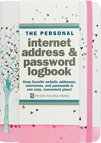 Tree of Hearts Internet Address & Password Logbook (removable cover band for security)