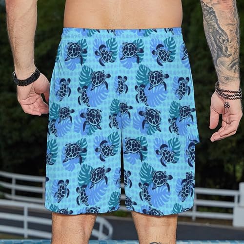 Swim Trunks 2 in 1 Swimming Trunks for Men Stretch 9" Inseam Summer Beach Shorts Sports Shorts2