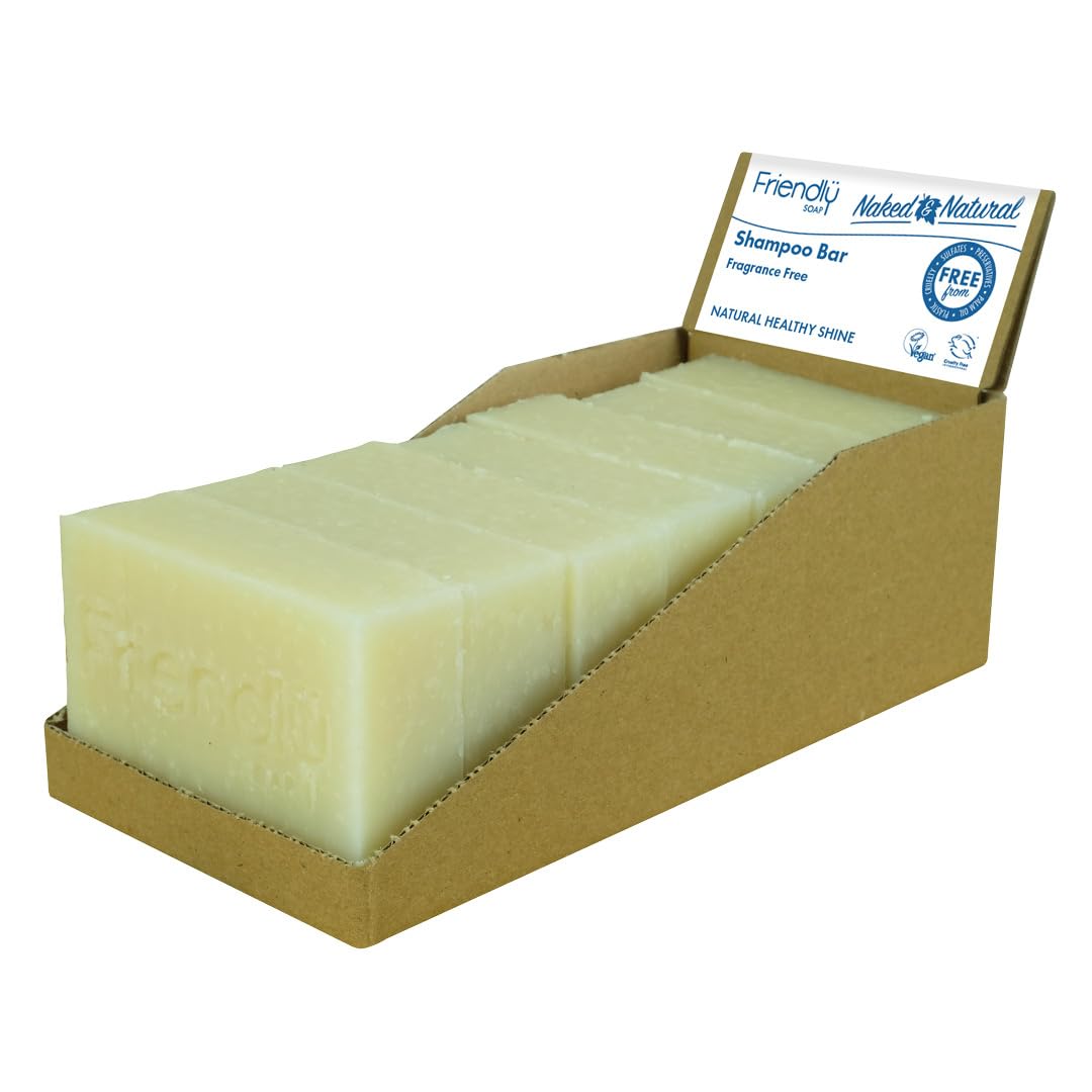Friendly Soap - Naked & Natural Fragrance-Free Hypoallergenic Shampoo Bar (7 x 95g), Gentle Hair Care, Plant-Based, Cruelty-Free, Made By Hand, No SLS or Parabens, Sustainable, Recyclable