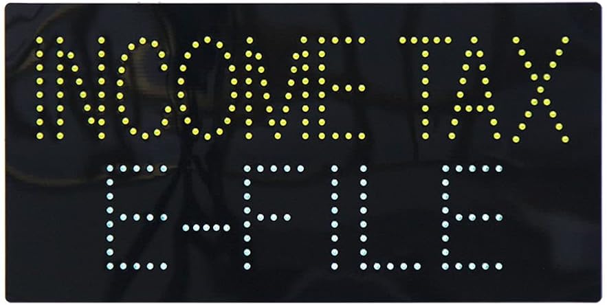 LED Income Tax Sign for Business, Super Bright LED Open Sign for Tax Service, Electric Advertising Display Board for Shop Store Window Home Decor. (19" x 10")