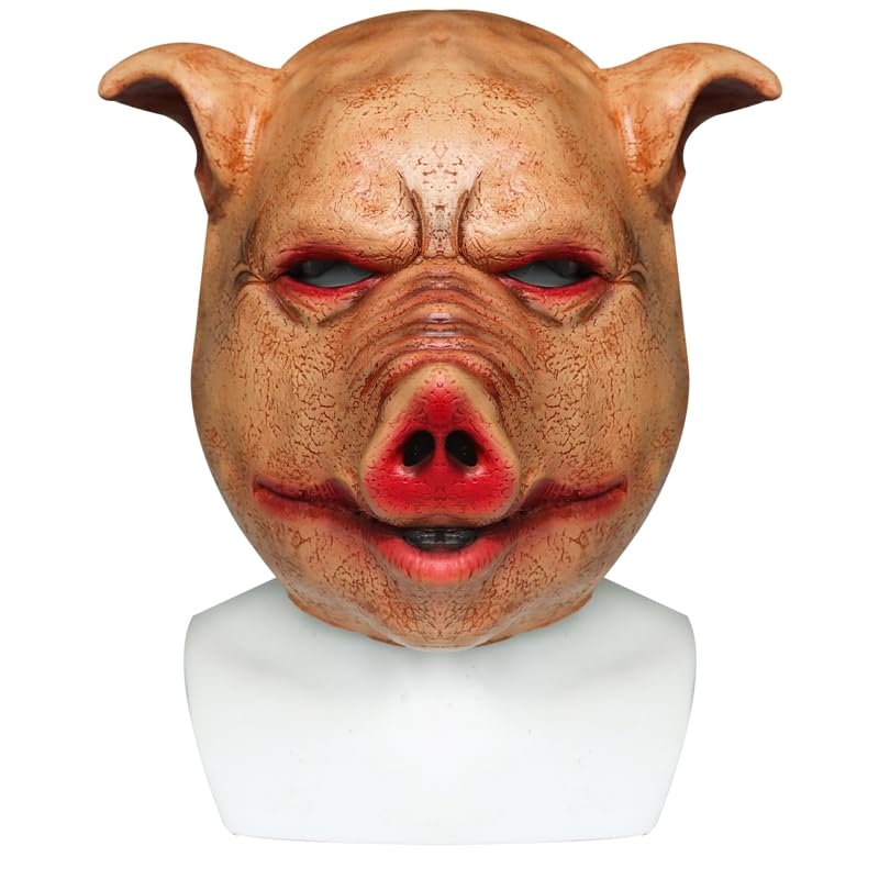 ZZXIAOJIE Pig Mask Halloween Scary Horror Bloody Animal Head Mask Halloween Costume Carnival Cosplay Props