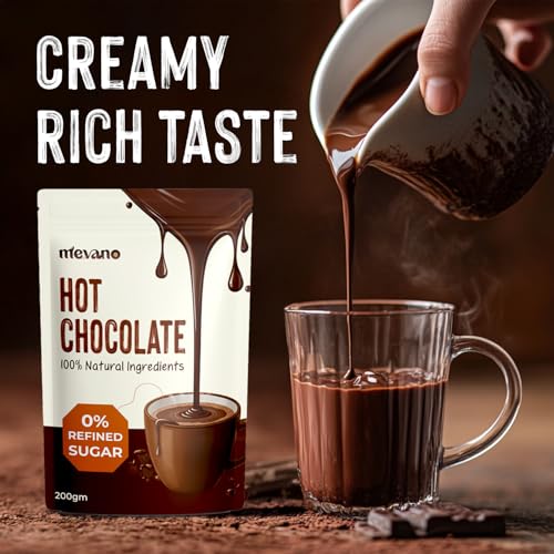 Image of Mevano Hot Chocolate Mix Powder, 200g | Refined SUGAR FREE | All Natural, REAL Cocoa without sugar, sweetened with Coconut Jaggery | Choco powder for Milk, Cold & hot shakes | No Preservatives