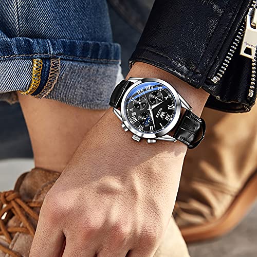 Image of OLEVS Mens Watches Stylish Chronograph Waterproof Luminous Silicon Strap Multifunction Watches for Men Business Men Wrist Watch